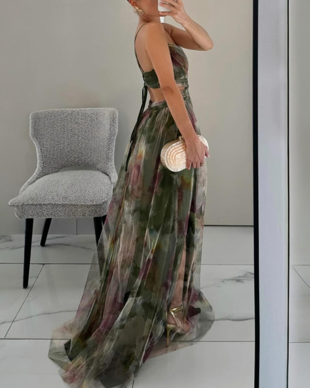 ELISA - VESTIDO LARGO CON CAÍDA