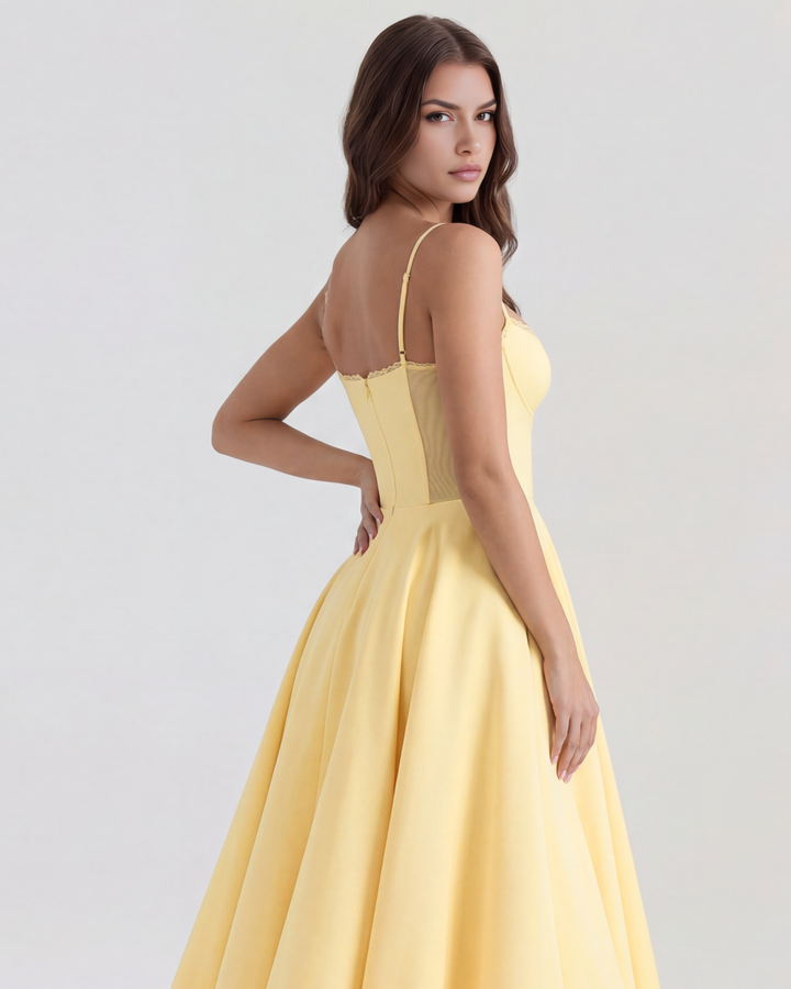 MARIANA - VESTIDO MIDI CON TUL AMARILLO SUAVE