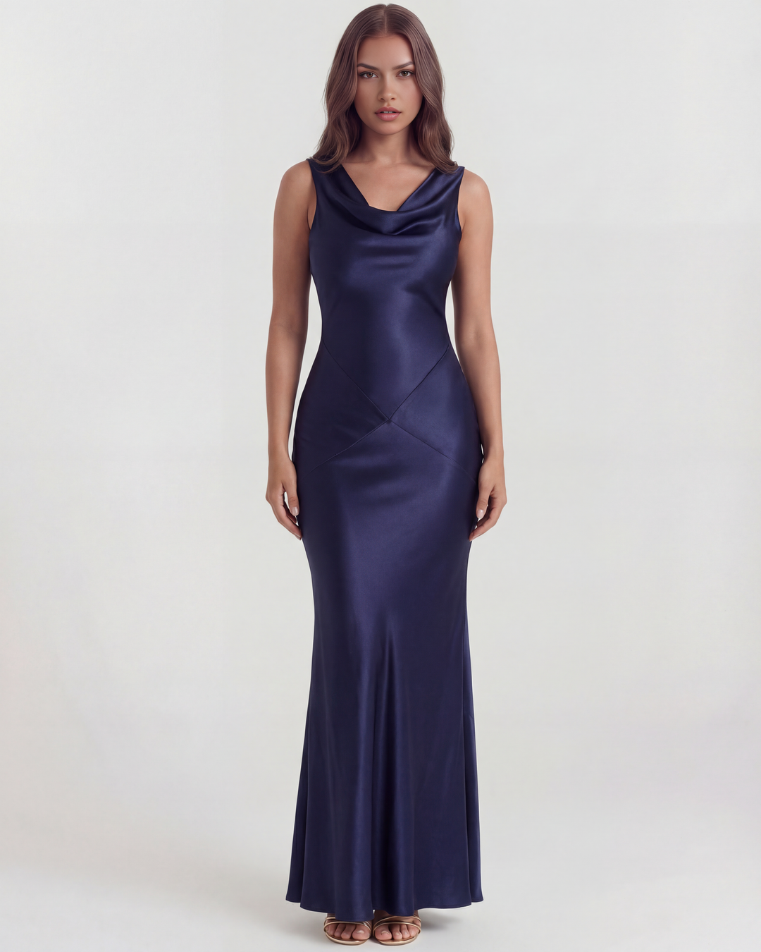 JULIA - VESTIDO MAXI SATÉN ESPALDA ABIERTA AZUL NOCHE