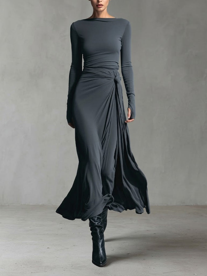 ALBA - VESTIDO LARGO CON NUDO LATERAL