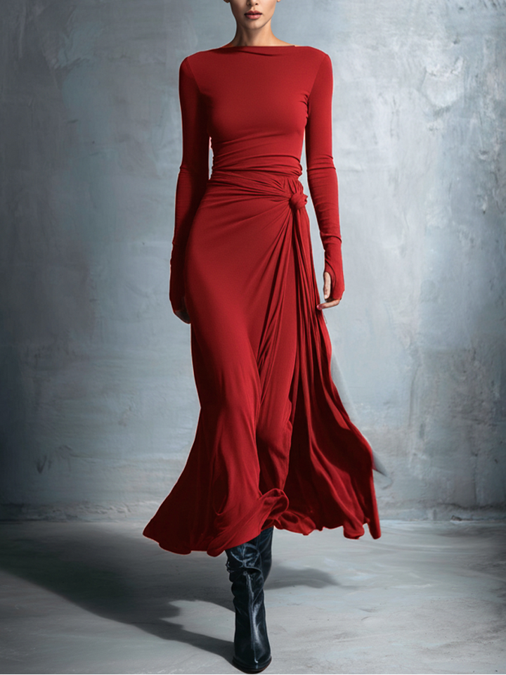 ALBA - VESTIDO LARGO CON NUDO LATERAL