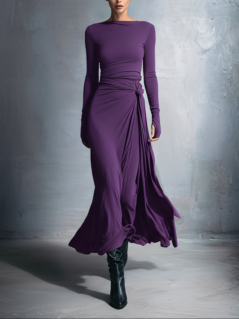 ALBA - VESTIDO LARGO CON NUDO LATERAL