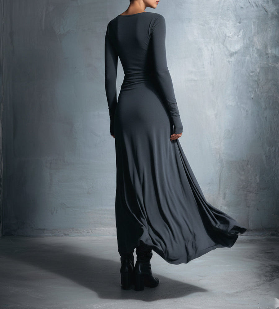 ALBA - VESTIDO LARGO CON NUDO LATERAL