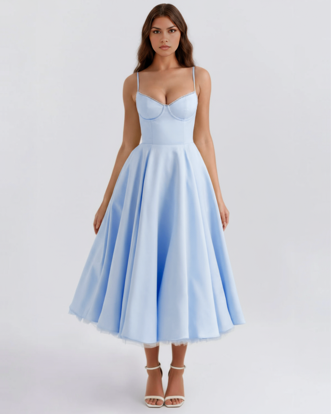 ANDREA - VESTIDO MIDI CON TUL AZUL BEBÉ