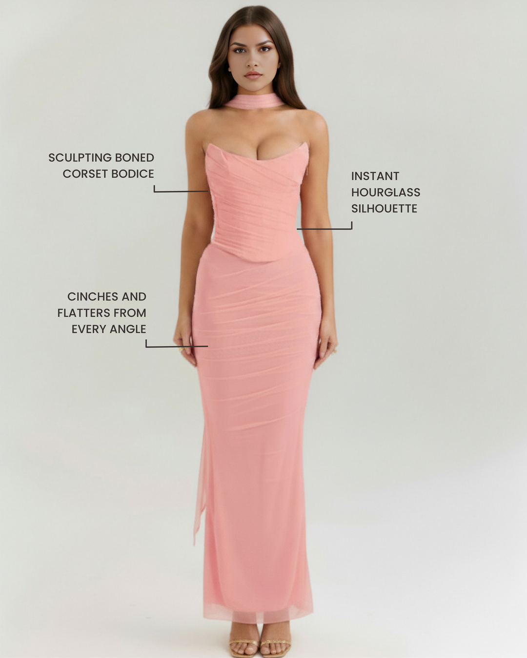 LAURA - CONJUNTO MIDI DE MALLA CON FALDA MAXI ROSA