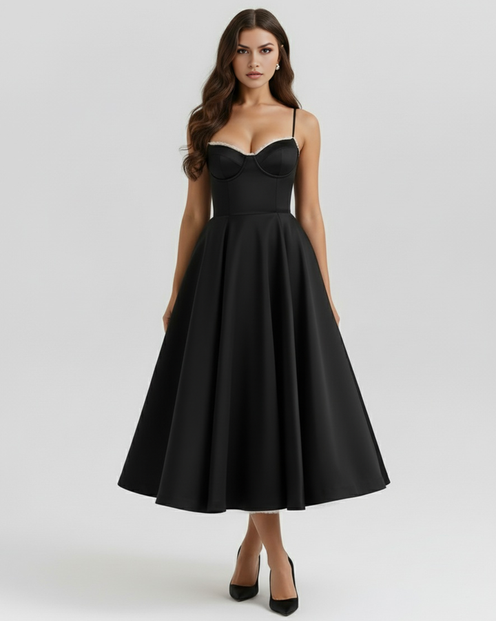 IRENE - VESTIDO MIDI CON TUL NEGRO