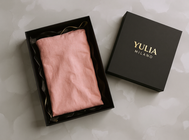 FABIANA - VESTIDO LARGO MINIMALISTA ROSA CON ESCOTE EN V DE MEZCLA DE LINO