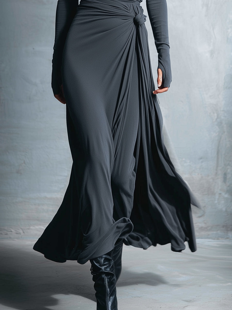 ALBA - VESTIDO LARGO CON NUDO LATERAL