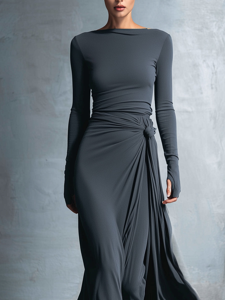 ALBA - VESTIDO LARGO CON NUDO LATERAL
