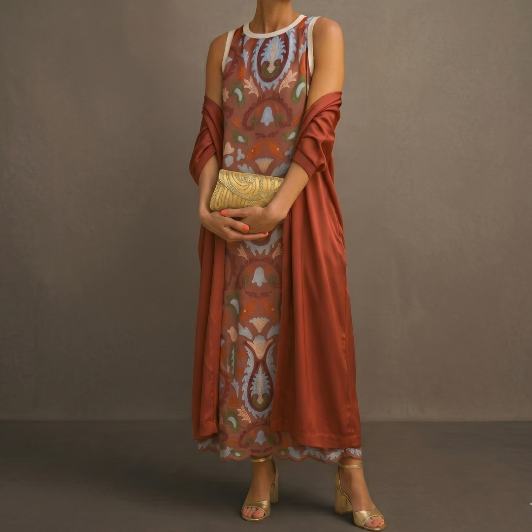 LOURDES - CONJUNTO LARGO CON CHALECO COORDINADO