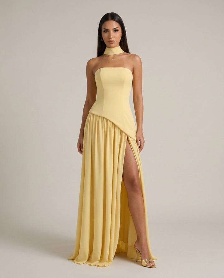 JULIETA - VESTIDO LARGO ASIMÉTRICO