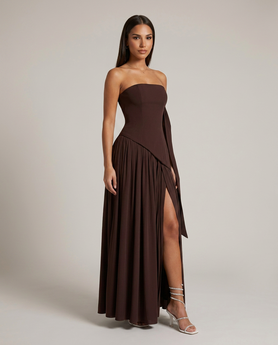 JULIETA - VESTIDO LARGO ASIMÉTRICO