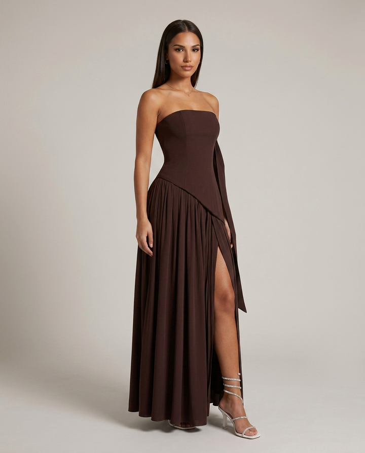 JULIETA - VESTIDO LARGO ASIMÉTRICO