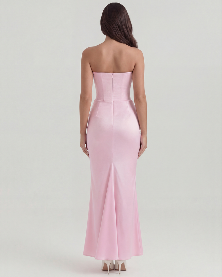 SOFIA - VESTIDO MAXI CORSET SIN TIRANTES ROSA