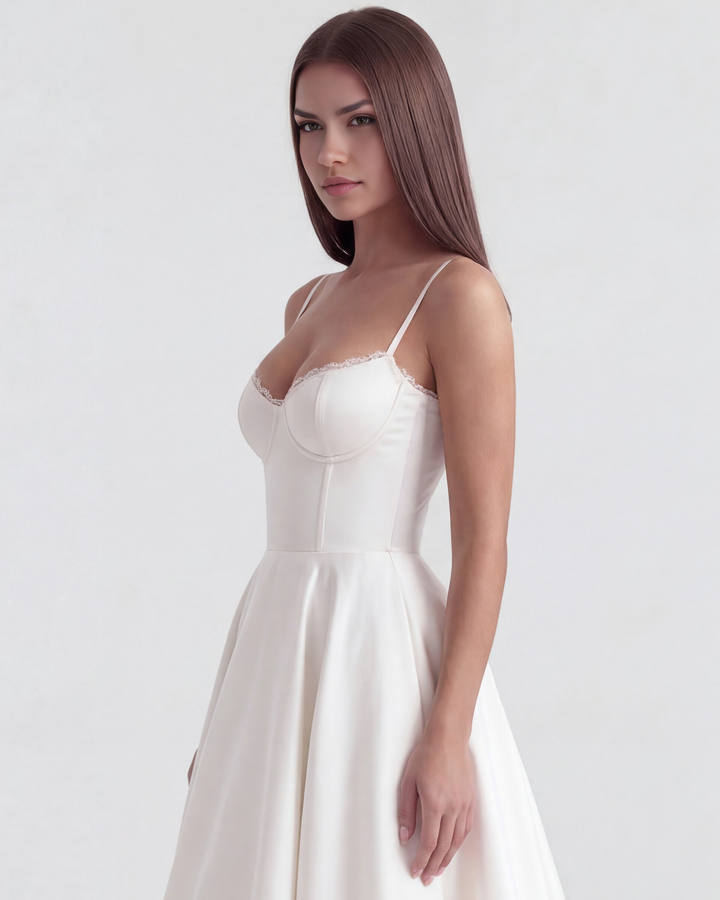 CAMILA - VESTIDO MIDI CON TUL BLANCO