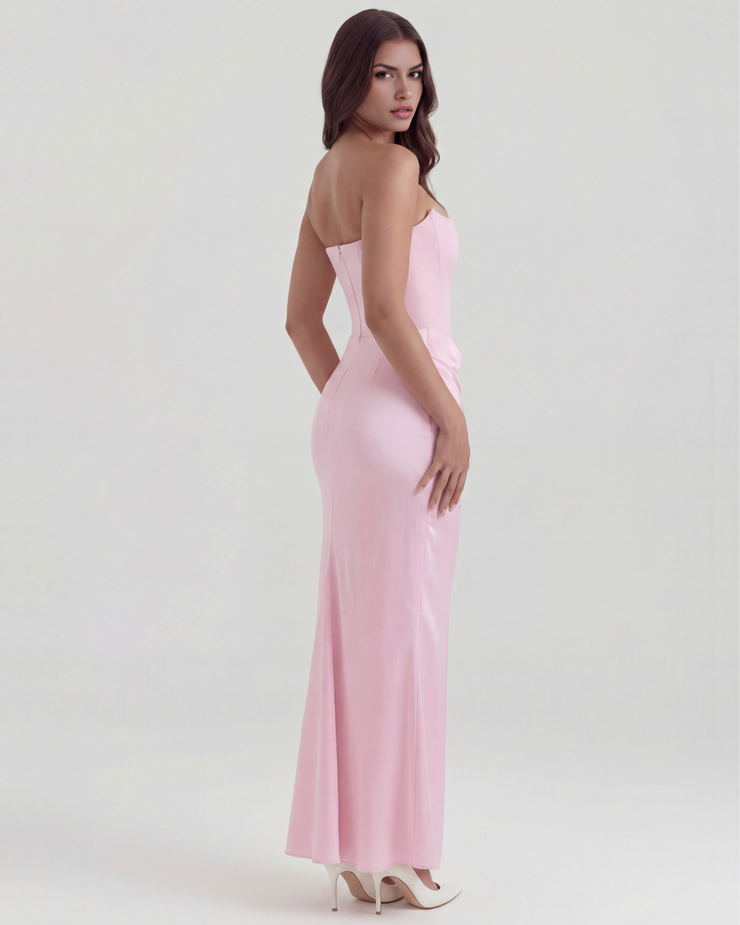 SOFIA - VESTIDO MAXI CORSET SIN TIRANTES ROSA