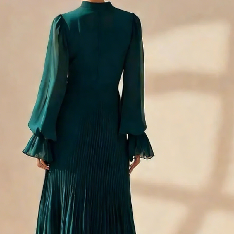 VIOLETA - ELEGANTE VESTIDO MIDI PLISADO CON VOLANTES