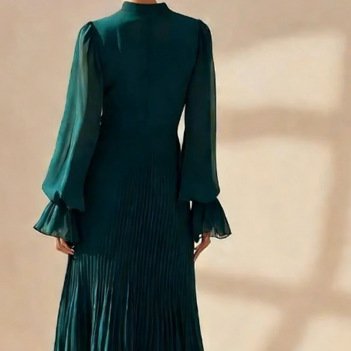 VIOLETA - ELEGANTE VESTIDO MIDI PLISADO CON VOLANTES
