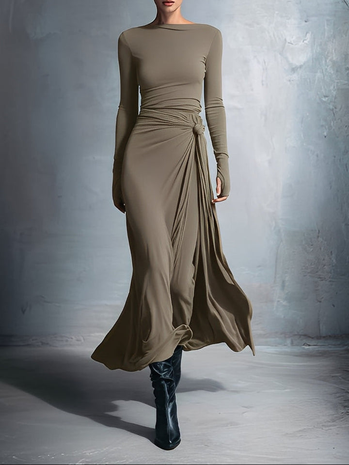 ALBA - VESTIDO LARGO CON NUDO LATERAL